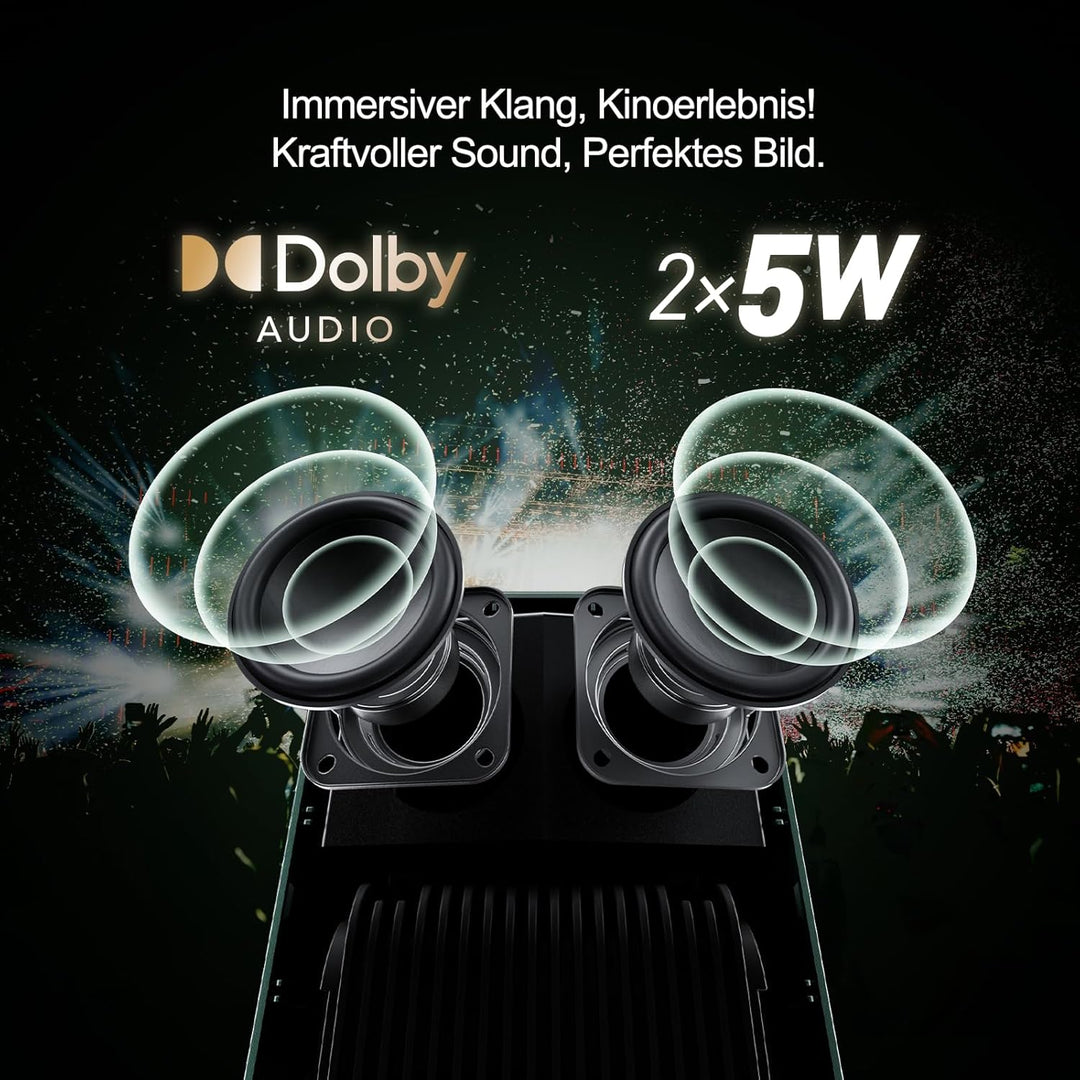 WEMAX Mini Beamer【Netflix Zertifiziert & Google TV】Tragbarer Projektor mit Ständer【4K Unterstützung