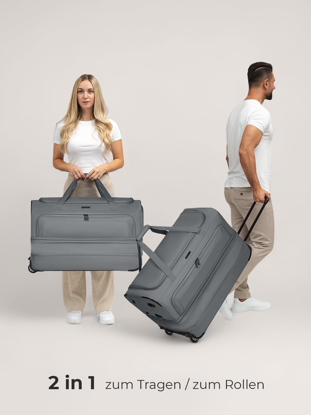 REDOLZ 2-Rollen grosse Trolley-Reisetasche | Volumen erweiterbar von 98 auf 119 Liter mit Dehnfalte