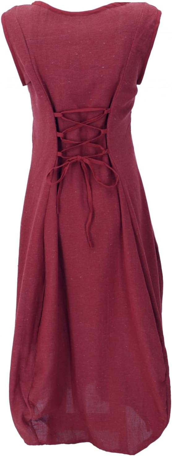 GURU SHOP Langes Wandelbares Sommerkleid, Maxikleid, Damen, Baumwolle 38 Rot, 38 Rot