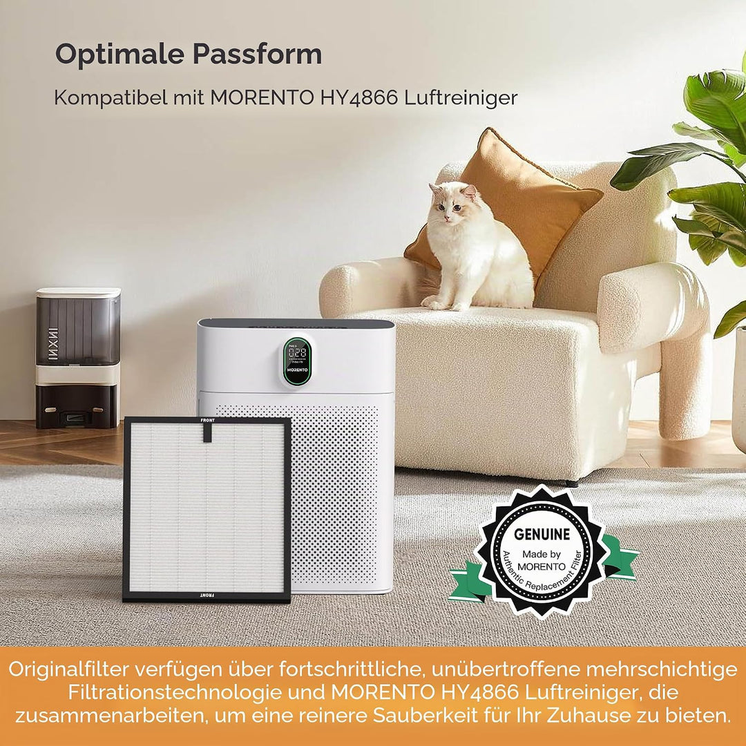MORENTO HY4866 Original Luftreiniger Ersatzfilter, H13 Echter HEPA Filter wird verwendet, um Staub,