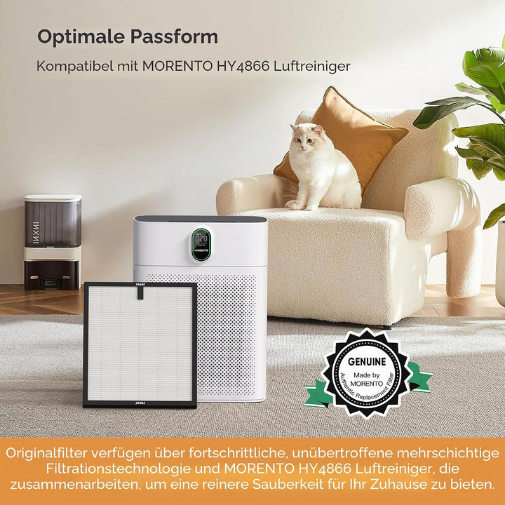 MORENTO HY4866 Original Luftreiniger Ersatzfilter, H13 Echter HEPA Filter wird verwendet, um Staub,