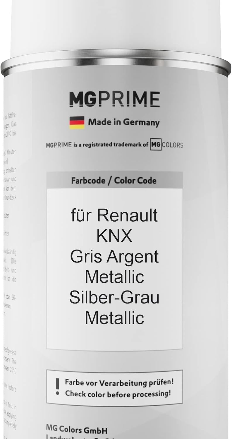 MG PRIME Autolack Sprühdosen Set für Renault KNX Gris Argent Metallic/Silber-Grau Metallic Basislack