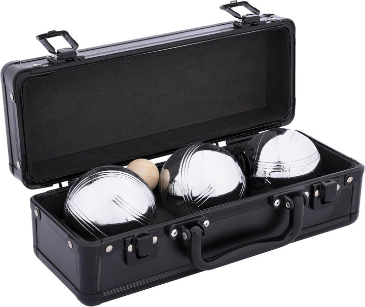Engelhart - 010124 - Boule Set aus Metall mit Koffer, 3 Kugeln 74 mm, 720 g – Pétanque oder Boccia S