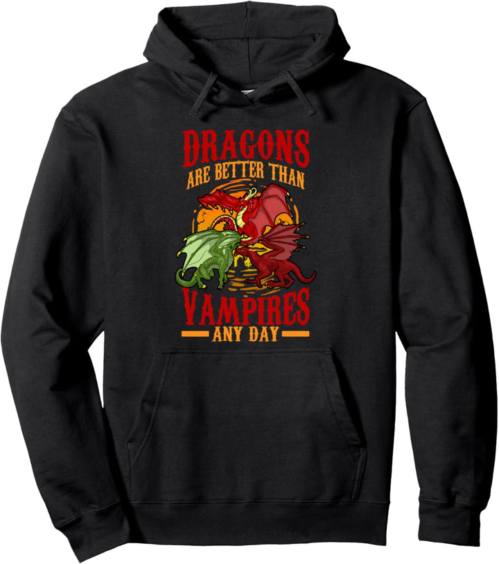 Fun Halloween Shirt - Dragons Are Better Than Vampires Pullover Hoodie