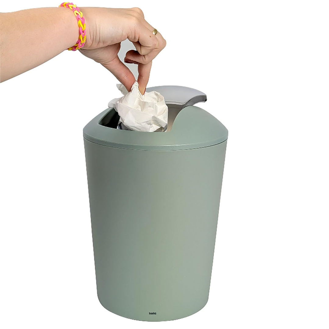 kela Schwingdeckeleimer grün, Kosmetikeimer 5l mit Schwingdeckel, Kunststoff, MARTA, Mülleimer Badez