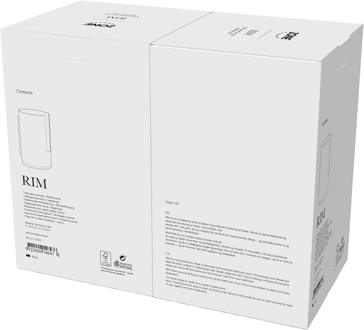 Zone Denmark Rim Toilettenpapieraufbewahrung für die Wand, Durchm. 13,2 cm, Höhe 21,8 cm, Schwarz Bl