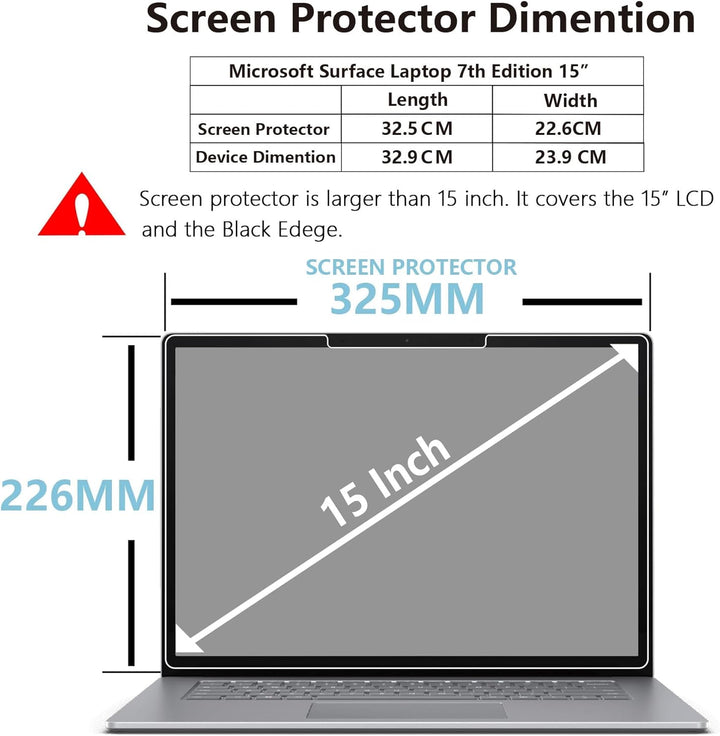 MEGOO Microsoft Surface Laptop 7 (2024, 15 Zoll) Glas Schutzfolie - Kratzfest, Einfache Installation