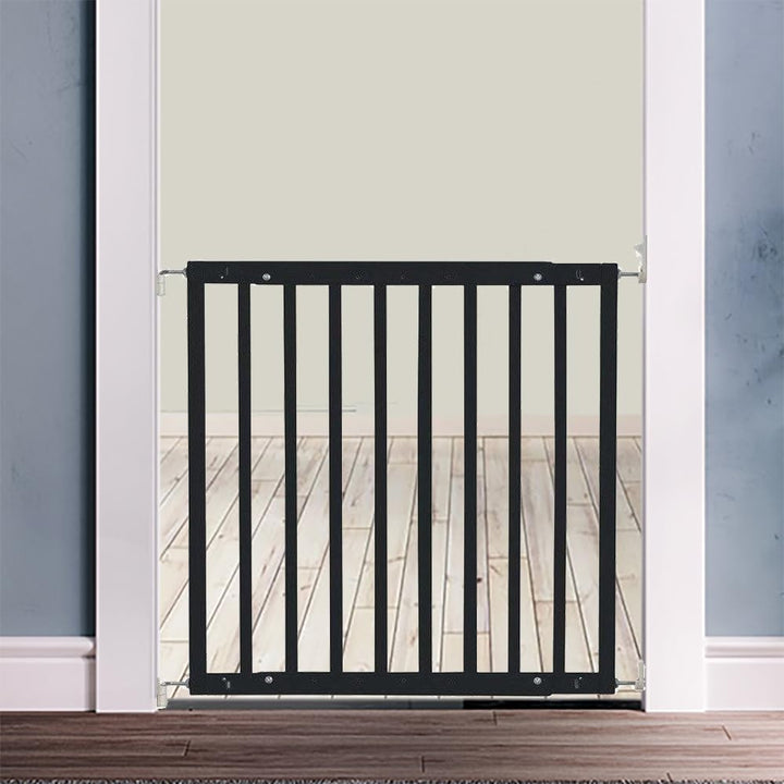 Safetots Robustes Holz Babygitter für Treppen, Schwarz, 63.5 cm - 105.5 cm, Holz Schraubgitter, Schr