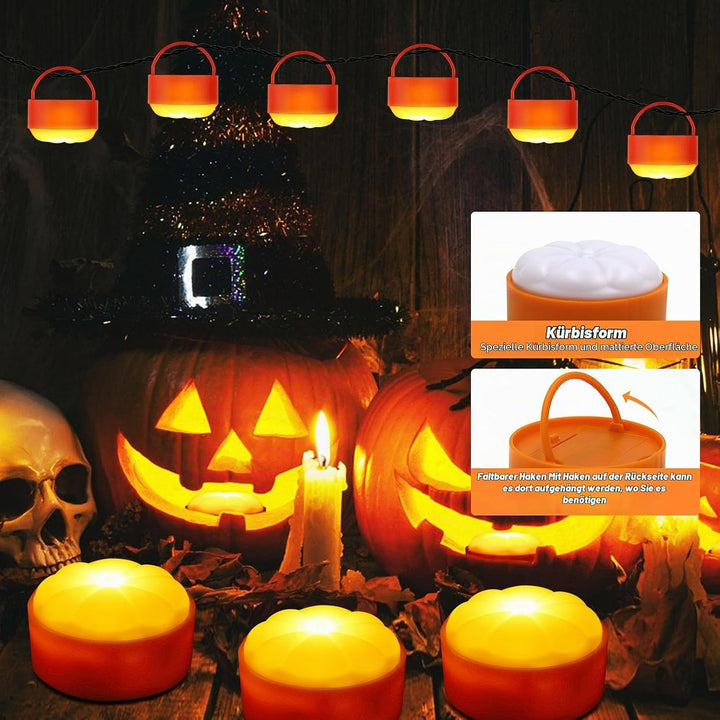 A.bigwhale LED Licht mit Fernbedienung, 4 Stück LED Jack-O-Lantern Lichter, Halloween Kürbis Lichter
