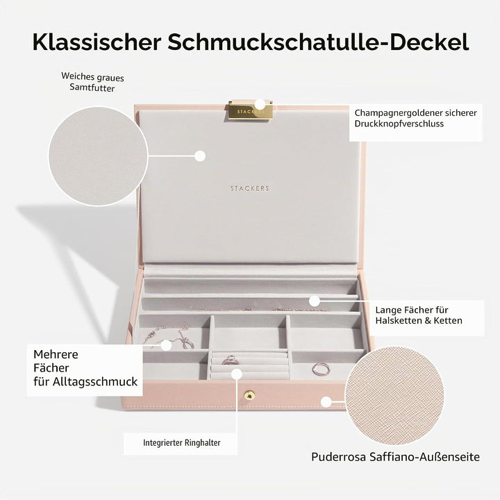 Stackers Blush Raffia Klassische Schmuckschatulle - 3 Blush Bast, Blush Bast