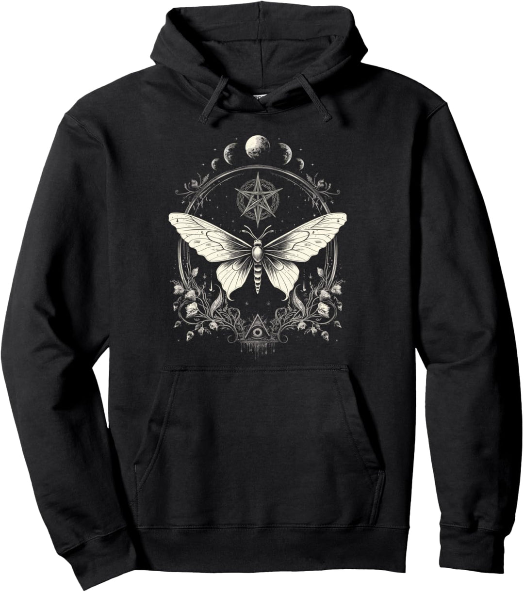 Gothic Grunge Mondphasen Pentagramm Motten Goth Pullover Hoodie