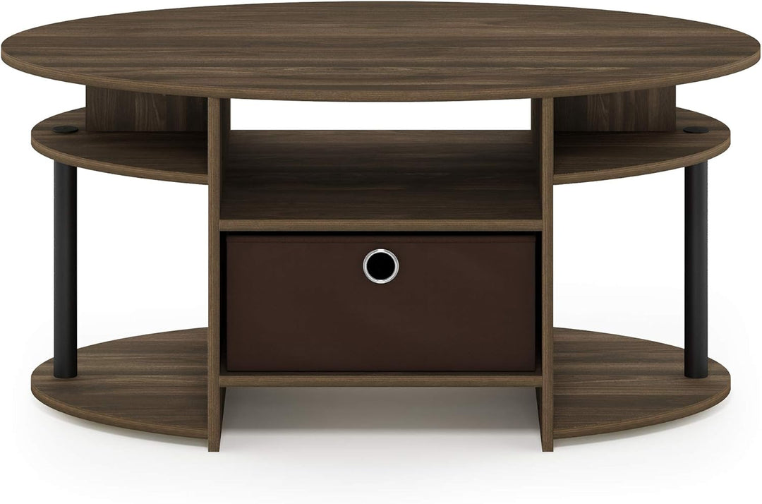 Furinno Jaya Couchtische, Beistelltisch, Columbia Walnuss/Schwarz, 89.9 (Breite) x 41.7 (Höhe) x 50