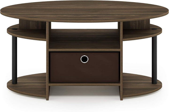 Furinno Jaya Couchtische, Beistelltisch, Columbia Walnuss/Schwarz, 89.9 (Breite) x 41.7 (Höhe) x 50