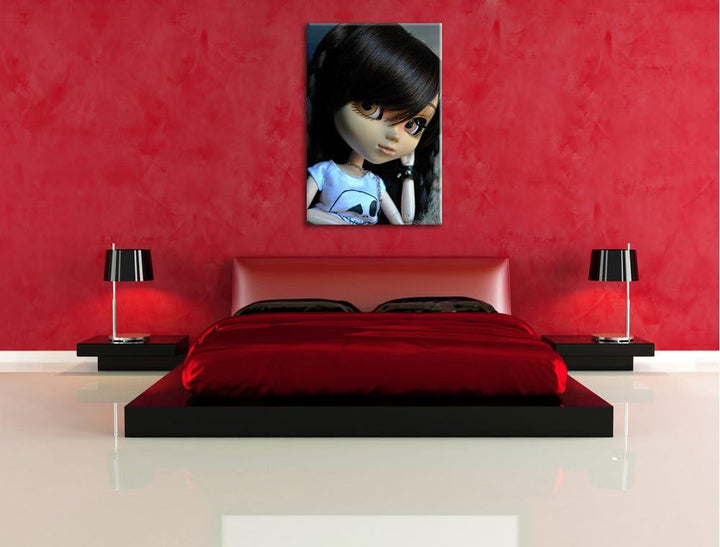 Pullip-Püppchen Scarlett Leinwand, XXL riesige Bilder fertig gerahmt mit Keilrahmen, Kunstdruck auf