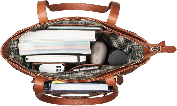 Benthill Schultertasche Damen Echt Leder | Shopper aus echtem Rindsleder | Vintage Handtasche mit vi