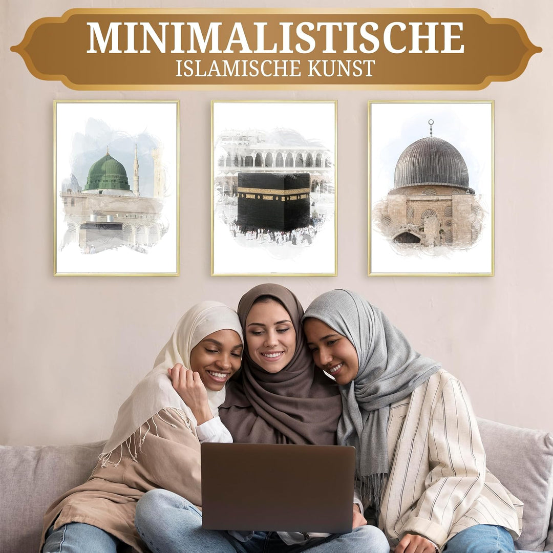 HAVA Artwork Holy Mosques Poster Set, Islamische Poster, Islamische Bilder, Islamische Dekoration, I