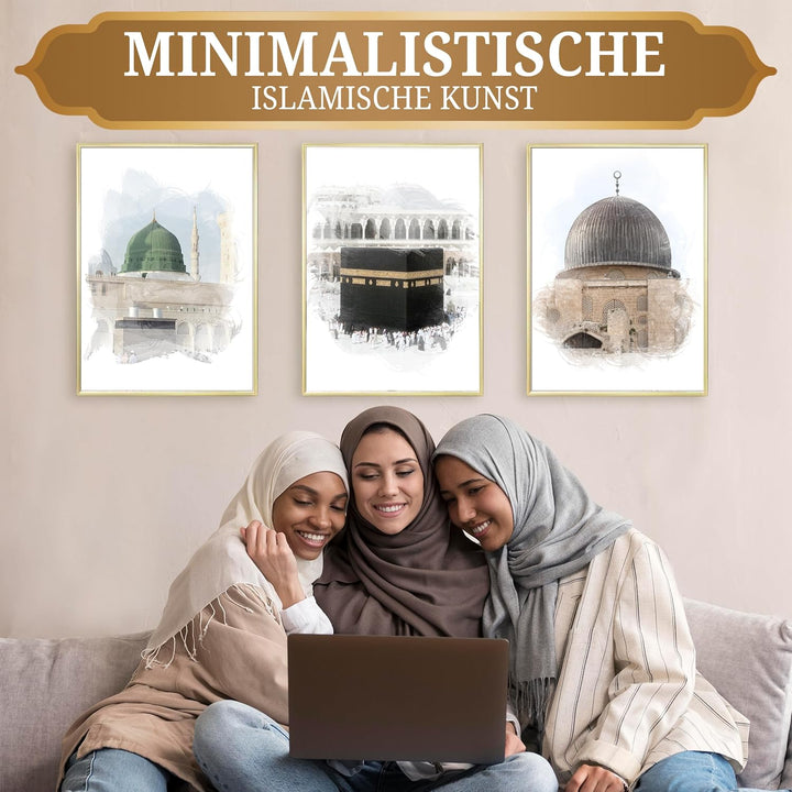 HAVA Artwork Holy Mosques Poster Set, Islamische Poster, Islamische Bilder, Islamische Dekoration, I