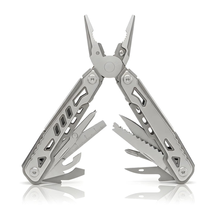 14-in-1-Multitool mit Messer – Multifunktionales EDC-Werkzeug aus Edelstahl Silber 02, Silber 02