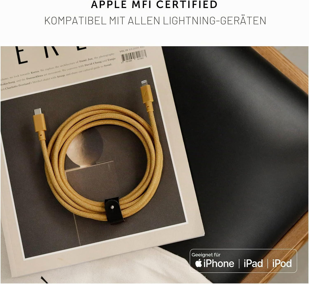 Native Union Belt Cable USB-C auf Lightning – 10ft Ultrastarkes, Verstärktes Kabel [MFi-Zertifiziert