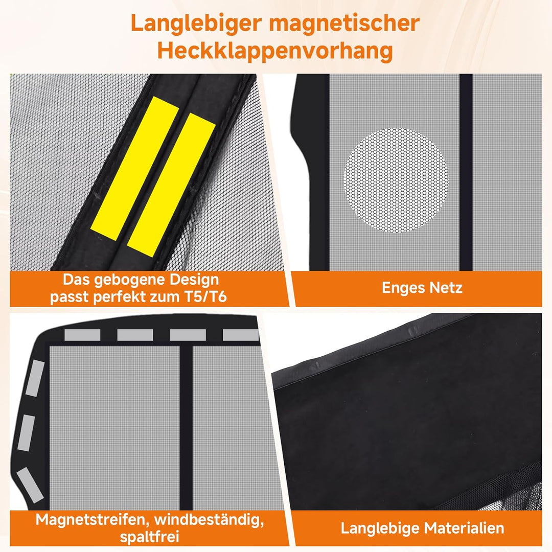 Moskitonetz Magnetisch für VW T5 T6 Heckklappe, Auto Insektennetze &amp; Sonnenschutz, Fliegengitter Aut