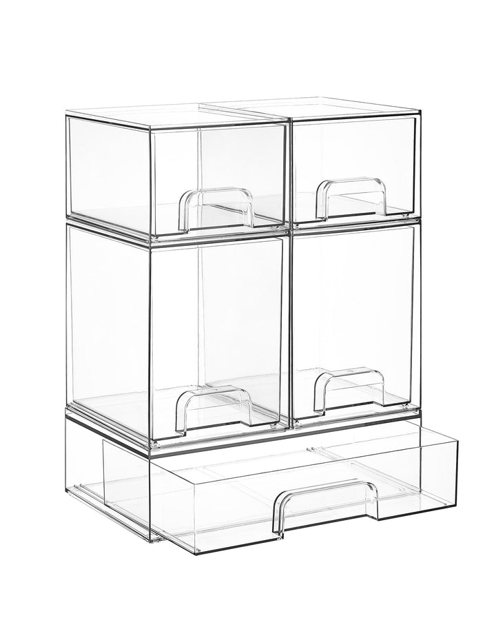 Vtopmart Boxen Aufbewahrung mit 5 Schubladen, Clear Schminktisch Organizer, Anti-Rutsch Organizer Sc