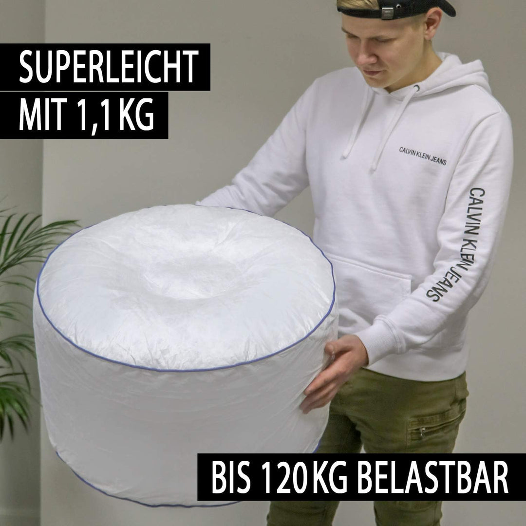 Tronje aufblasbarer LED Sitz-Hocker Ø60cm Puff bis 120kg Farbwechsel FB 18 LEDs Outdoor Fusshocker F