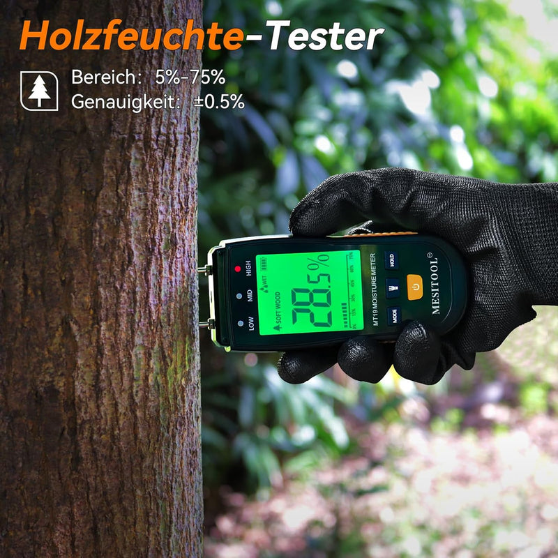 Feuchtigkeitsmessgerät Feuchtigkeitsmesser Detector mit LCD-Display Holzfeuchtemessgerät Pin-Typ Feu