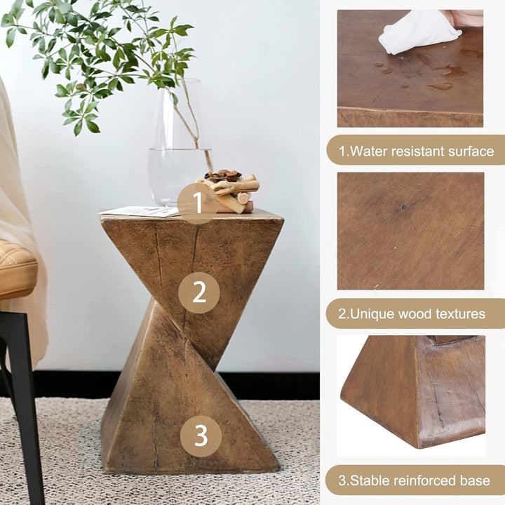 FATIVO Beistelltisch Holz Braun Vintage: Beistelltisch Klein 46cm Hoch Sofatisch Nachttisch Telefont