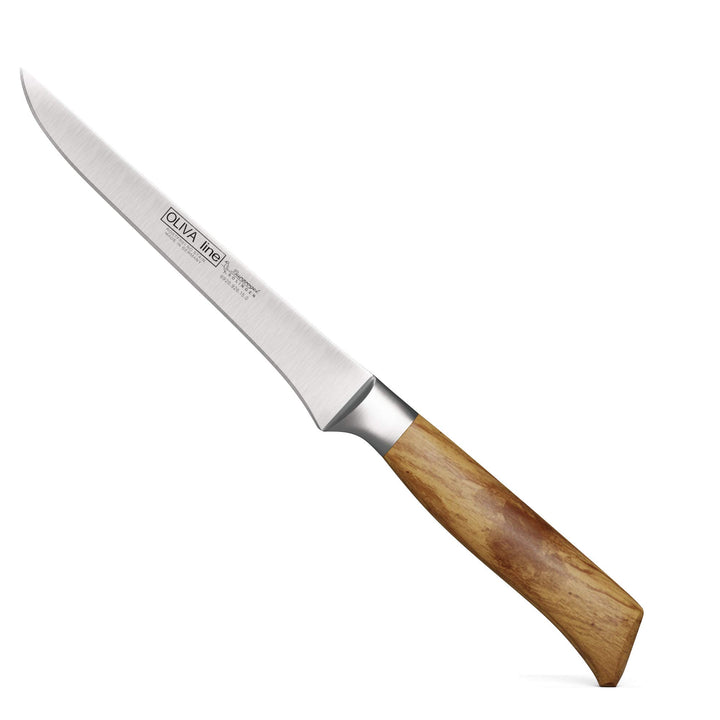 Burgvogel Solingen Ausbeinmesser 15 cm geschmiedet Olivenholz, Oliva Line, rostfrei, hell, scharf, 6