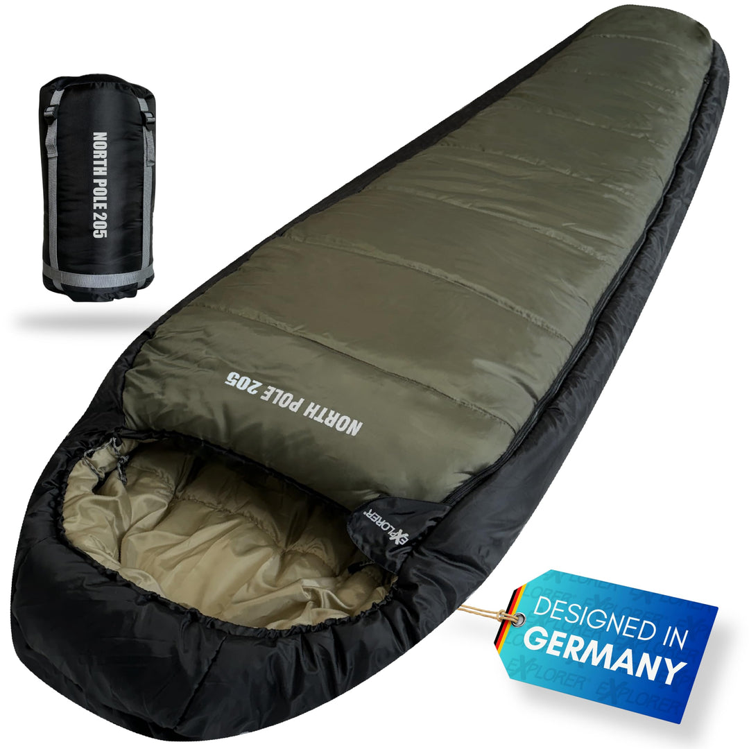 Explorer® Northpole Schlafsack Outdoor -21°C -4°C [300GSM] 3-4 Jahreszeiten Winter Mumienschlafsack