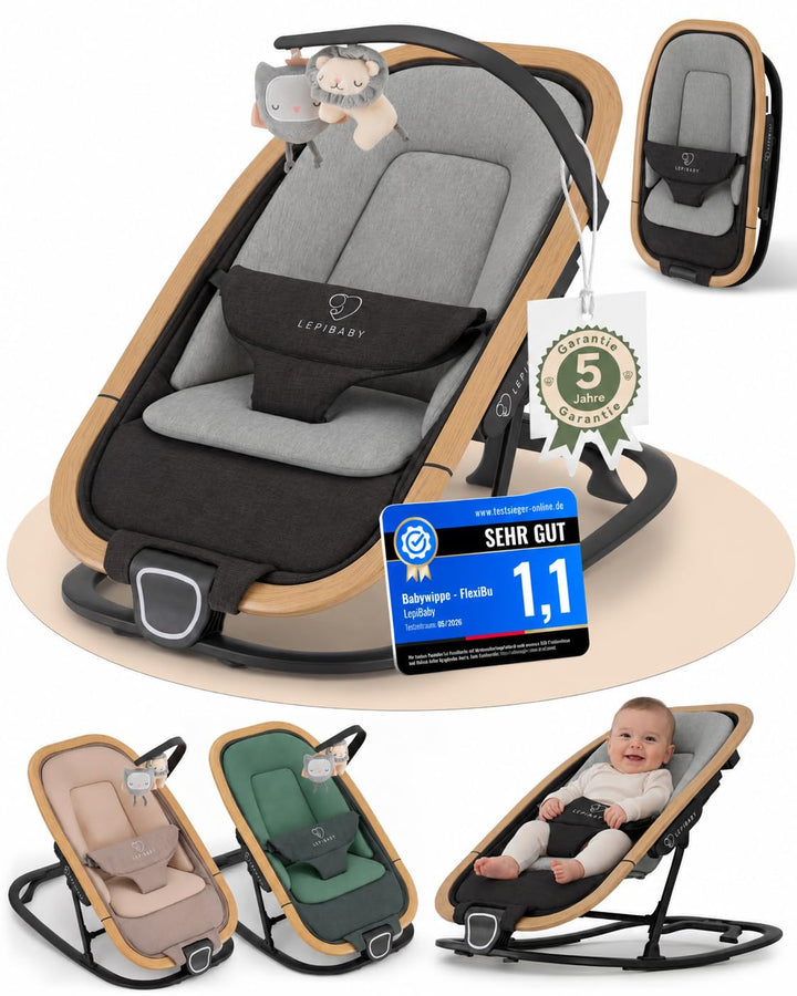 FlexiBu Babywippe Faltbar &amp; Verstellbar | Baby Wippe Neugeborenen bis 12 Monate | Bouncer Newborn-Ei