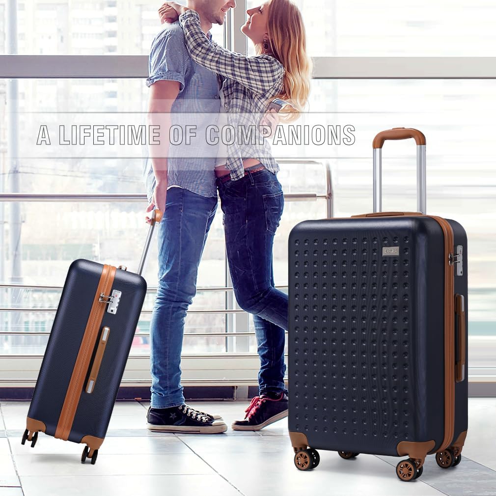 KONO Koffer Trolley Gross Hartschalenkoffer Reisekoffer von ABS Hartschalen Handgepäck mit 4 Spinner