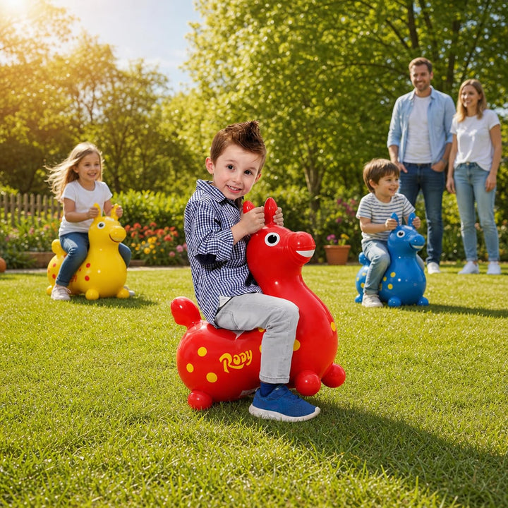 Rody Hüpfpferd + inkl. Pumpe von ATC, Sprungpferd Cavallo Ledraplastic Gymnic (rot), Rot