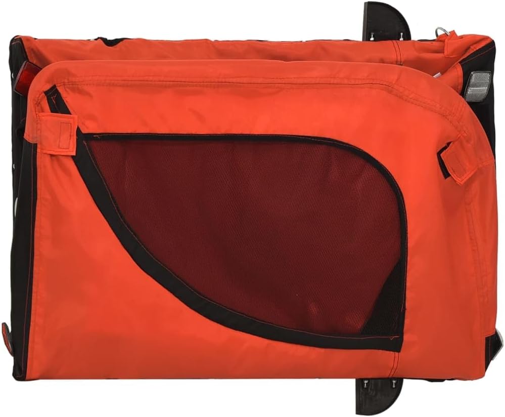 vidaXL Fahrradanhänger Hunde Rot und Schwarz Oxford-Gewebe &amp; Eisen Orange 124 x 65 x 66 cm, Orange 1