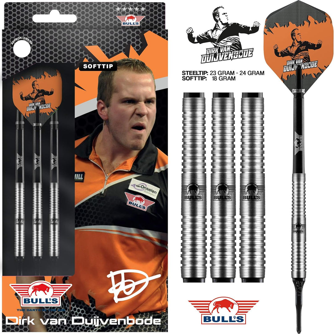 Bull's NL Soft Darts Player Dart Dirk Van Duijvenbode The Titan 90% Tungsten Softtip Darts Softdart
