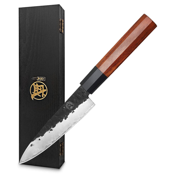 MITSUMOTO SAKARI 14 cm Handgeschmiedetes Gemüsemesser, Japanisches Küchenmesser Profi, Kleines Kochm