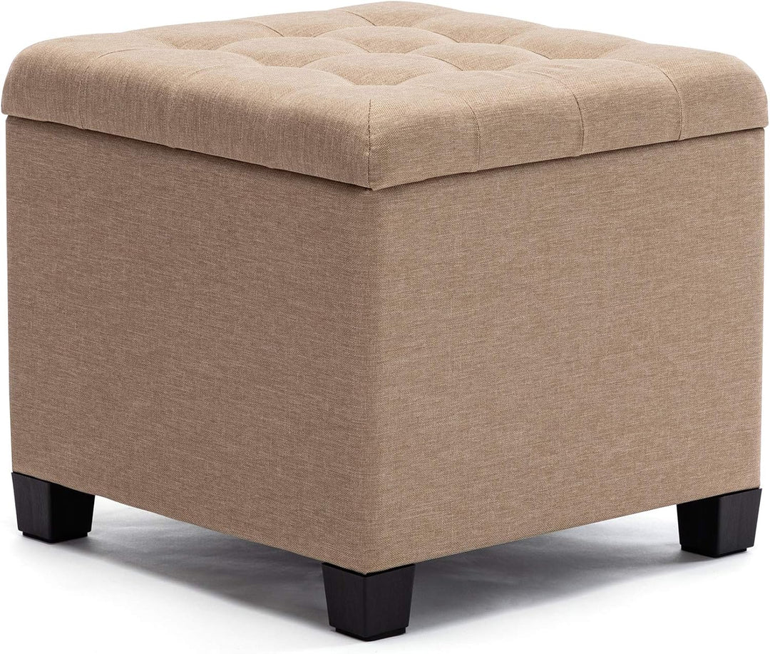 HNNHOME Sitzhocker mit Stauraum, Sitzwürfel mit Deckel, Sitztruhe, Fussbank Truhen Aufbewahrungsbox,