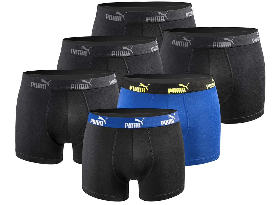 PUMA Boxershort 6er Pack Herren Basic Black Limited Edition Black-blue-yellow-new M, Black-blue-yell