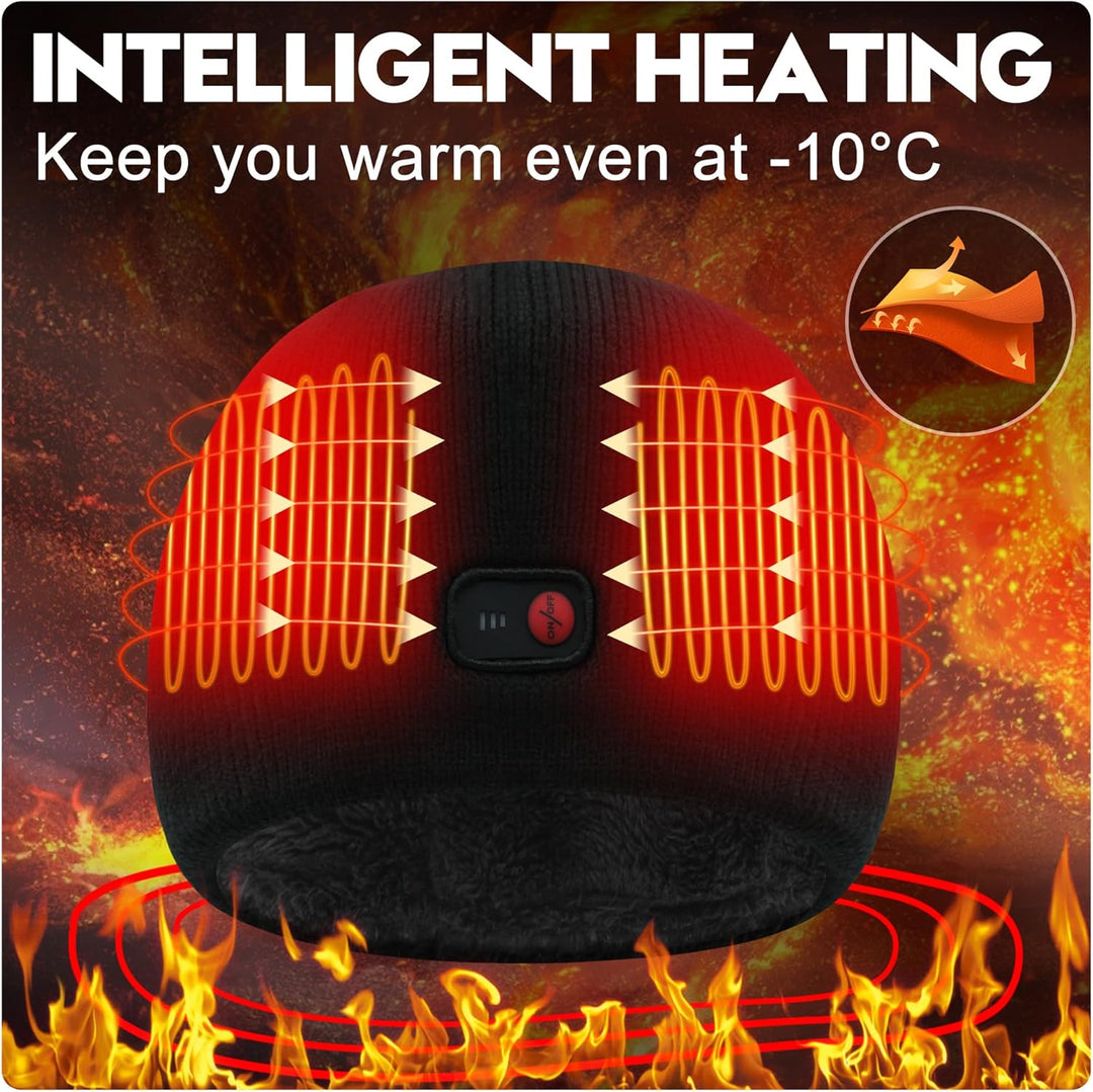 Svpro Beheizte Beanie mit Wiederaufladbarem Akku 7,4V Li-Polymer-Akku hält bis zu 3-7 Stunden,Electr