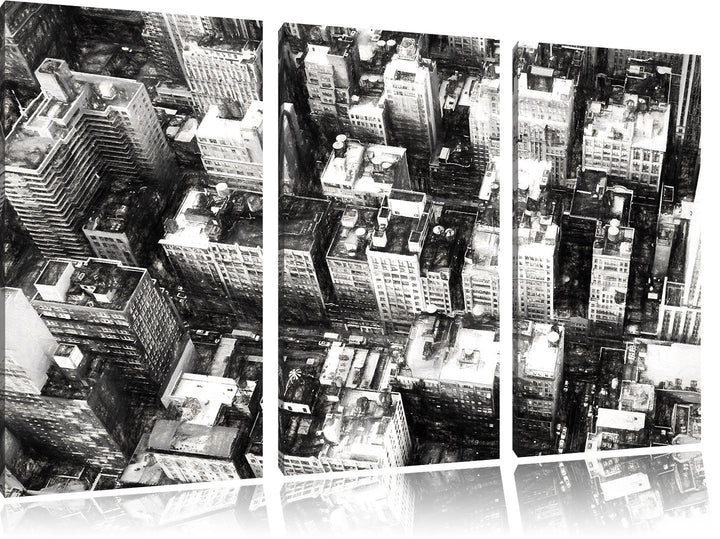 Pixxprint New York City von Oben Kohle Effekt 3-Teiler Leinwandbild 120x80 Bild auf Leinwand