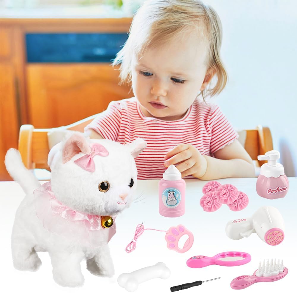 Interaktives Plüschtier, Elektronische Haustiere, Katze Elektrisch Spielzeug für Kinder, Katze Kusch