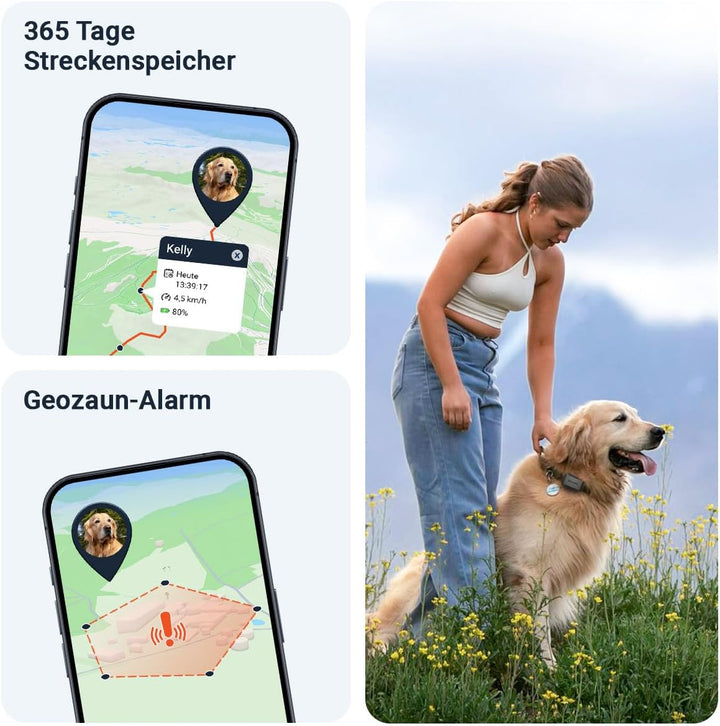 PAJ GPS Tracker 4G Mini für Hunde - inkl. 3 Monate Premium Zugang + MINI LED-Licht, Weglaufalarm+Hun