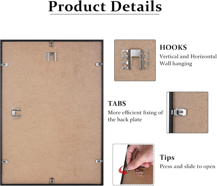 A3-Zertifikat-Bilderrahmen,2er-Pack schwarzer Fotorahmen mit Plexi-glass für Wandmontage-Display,29,