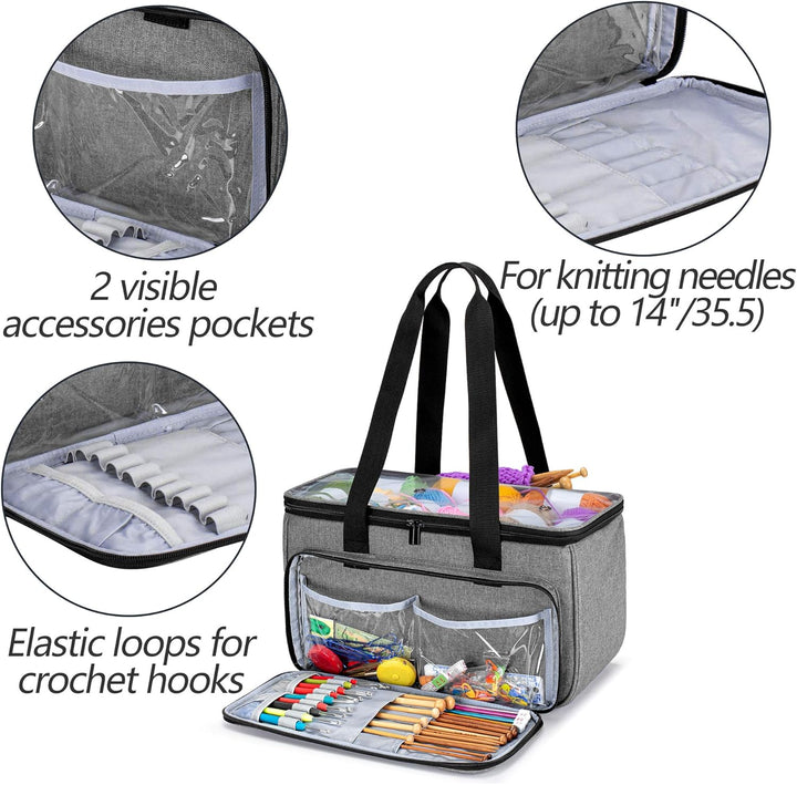 Yarwo Tasche für Garnaufbewahrung, Stricktasche zur Aufbewahrung von Wolle, Handarbeitstasche mit Gr