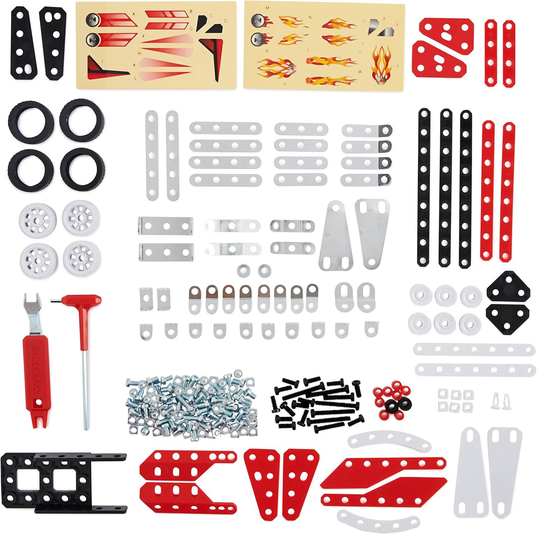 SPIN MASTER 6060104 10-in-1 Racing Vehicles Meccano, 10-in-1-Rennfahrzeuge STEM Modellbausatz mit 22