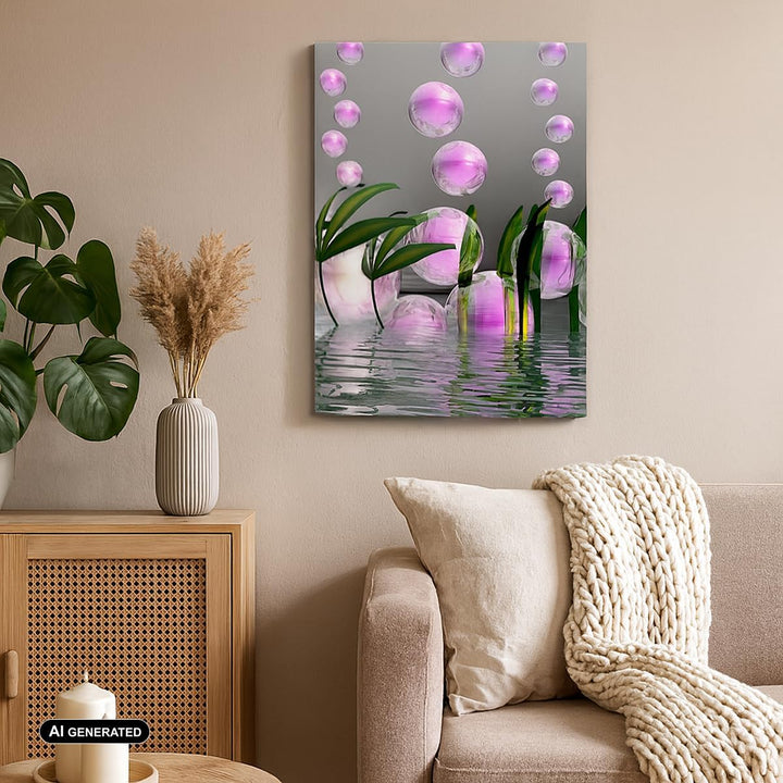 Bilder auf Leinwand Computer Grafik Blase Leinwandbild mit Rahmen 45x80cm Wandbilder Dekoration Wohn