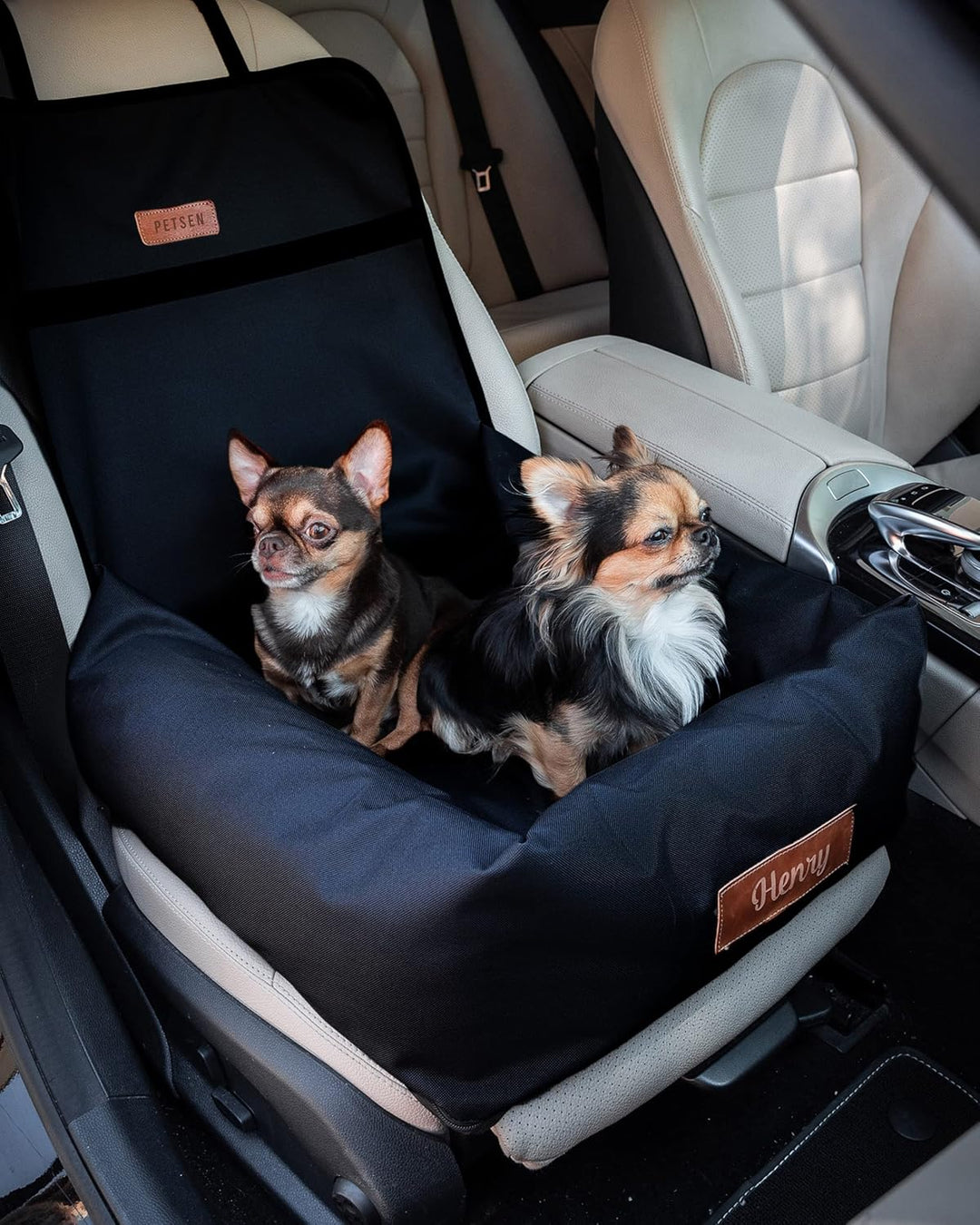 Petsen Personalisierte Hunde Autositz | Hundesitz Auto Rückbank mit Leine| Hundeautositz mit Hundena
