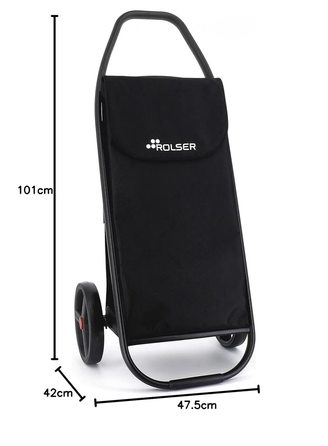 Einkaufstrolley Rolser COM MF Black Tube 2 grosse Räder - Schwarz, Schwarz