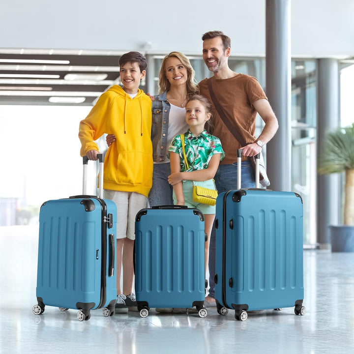 LALAHO Kofferset 3 Teilig Hartschale, Koffer Set 3 Stück aus ABS, Reisekoffer mit Rollen Gross, Trol