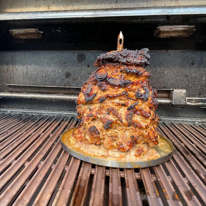 Grillrost.com Das Original Edelstahl Spiessturm mit Wanne - für Grill Smoker und Backofen